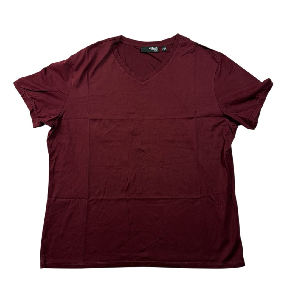 Murano Liquid Luxury Slim Fit V-Neck Shirt – Maroon – Size XL – 100% Cotton